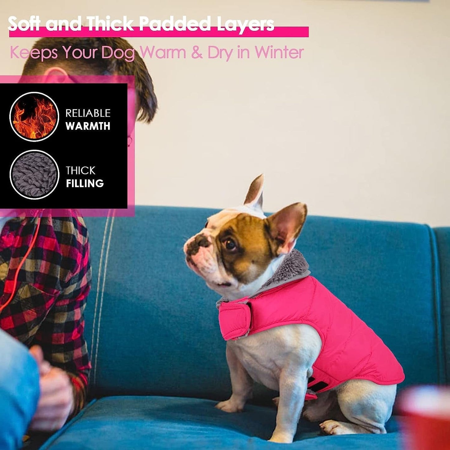 AOFITEE Dog Coat, Winter Dog Jacket Windproof Fleece Cold Weather Coats for Dogs, Warm Dog Winter Vest with Collar & Zipper Leash Hole, Outdoor Pet Apparel for Small Medium Large Dogs, Pink M Animals & Pet Supplies > Pet Supplies > Dog Supplies > Dog Apparel AOFITEE   