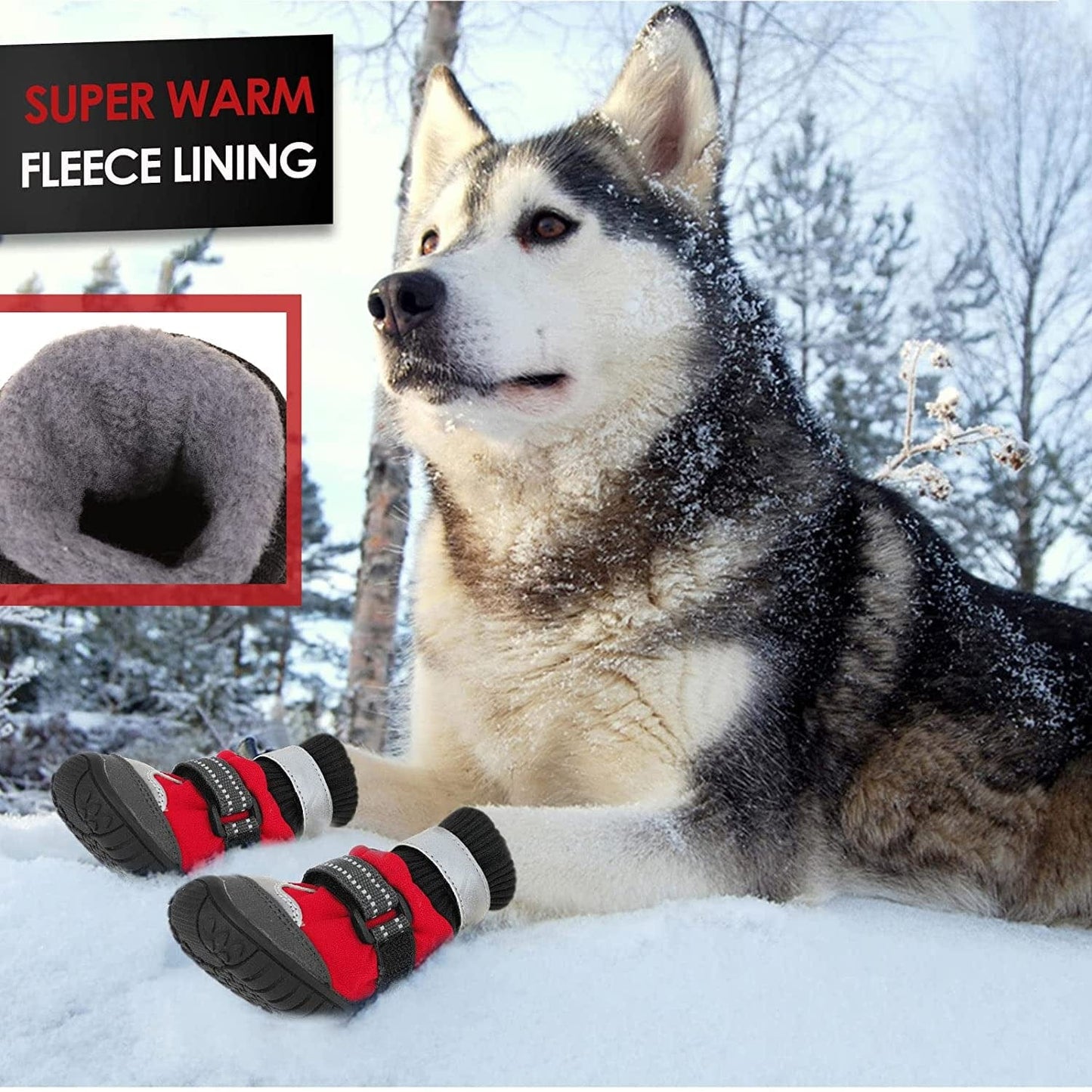 AOFITEE Dog Shoes, Waterproof Dog Boots, Winter Dog Booties for Large Dogs, Dog Rain Boots with Reflective Straps and Anti-Slip Sole, Outdoor Fleece Dog Paw Protector for Medium Large Dogs Animals & Pet Supplies > Pet Supplies > Dog Supplies > Dog Apparel AOFITEE   