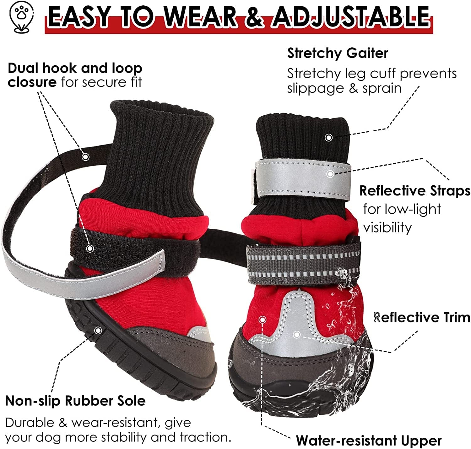 AOFITEE Dog Shoes, Waterproof Dog Boots, Winter Dog Booties for Large Dogs, Dog Rain Boots with Reflective Straps and Anti-Slip Sole, Outdoor Fleece Dog Paw Protector for Medium Large Dogs Animals & Pet Supplies > Pet Supplies > Dog Supplies > Dog Apparel AOFITEE   