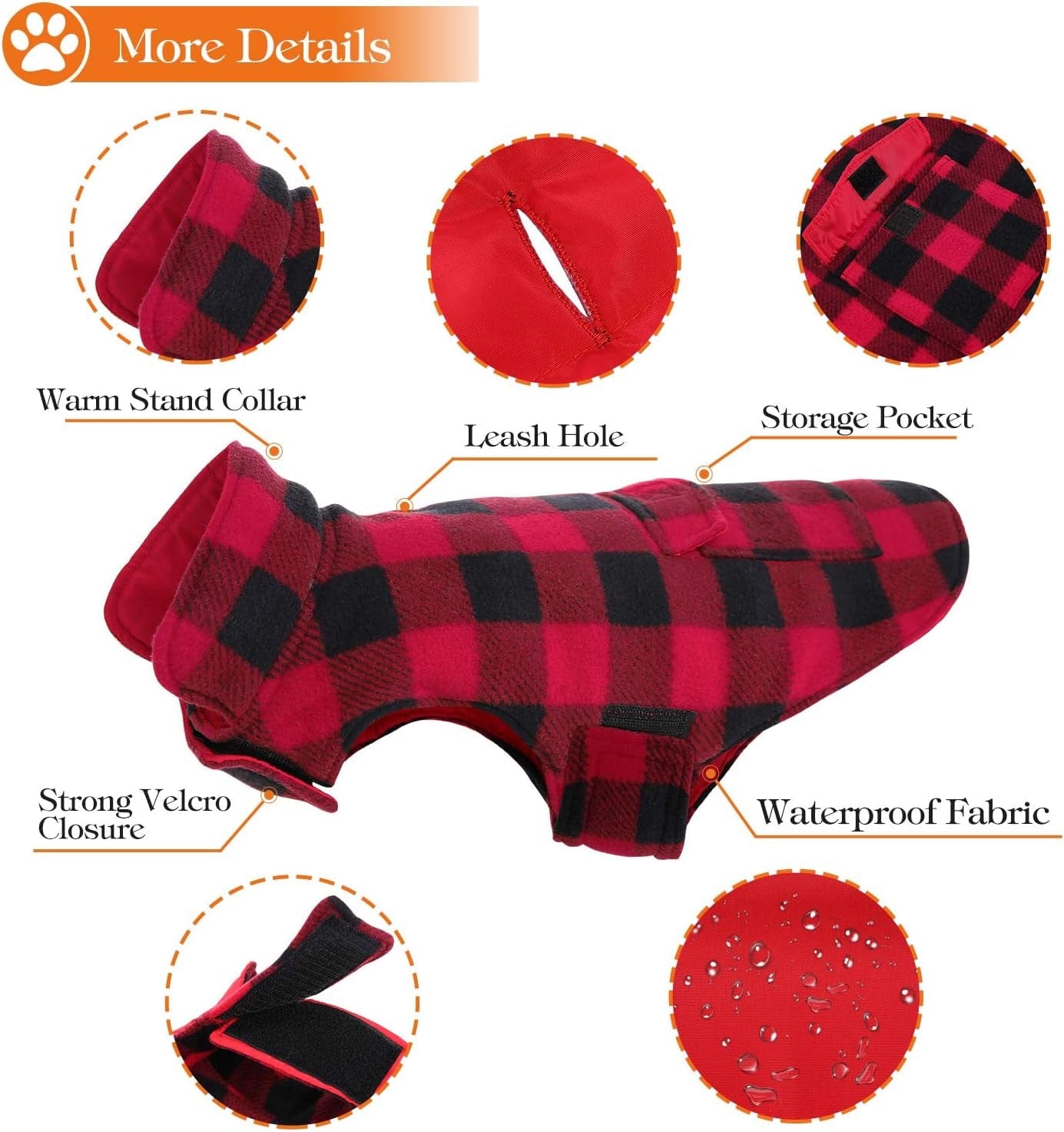 AOFITEE Reversible Dog Cold Weather Coat, Waterproof British Style Plaid Winter Pet Jacket, Warm Cotton Lined Vest Windproof Collar Outdoor Apparel for Small Medium and Large Dogs Animals & Pet Supplies > Pet Supplies > Dog Supplies > Dog Apparel AOFITEE   