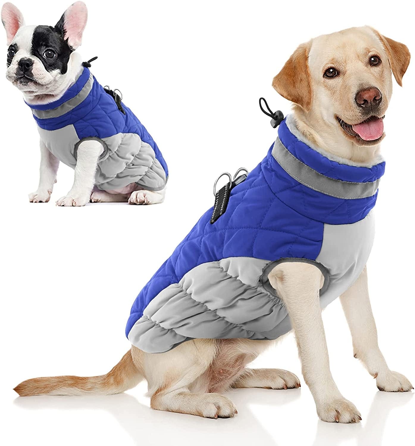 AOFITEE Winter Dog Coat Warm Fleece Dog Jacket for Cold Weather, Reflective Zip up Puppy Dog Snowproof Vest with Leash Ring, Outdoor Pet Sweater Snowsuit Apparel for Small Medium Large Dogs, Pink XL Animals & Pet Supplies > Pet Supplies > Dog Supplies > Dog Apparel AOFITEE Blue Small 