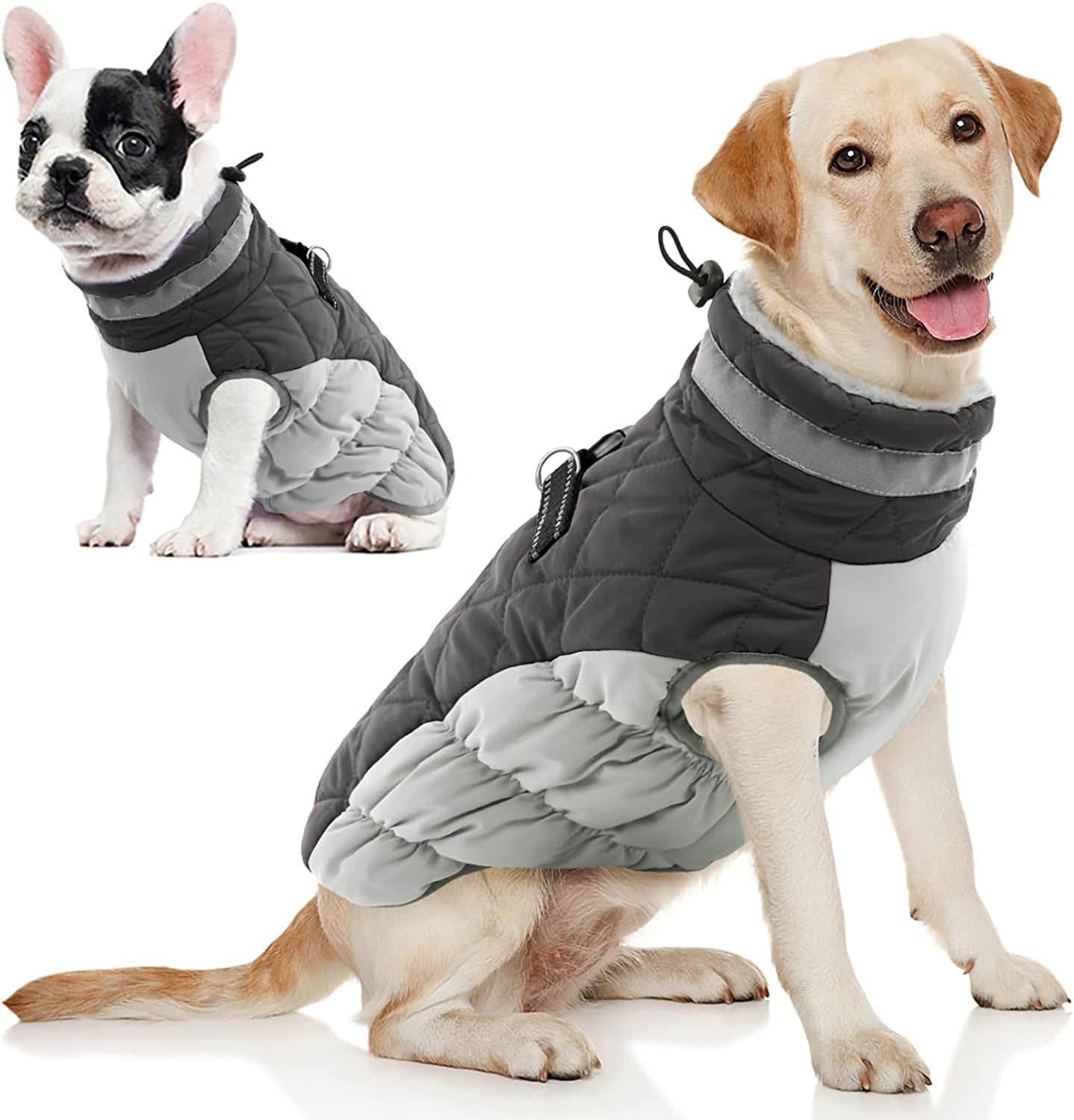 AOFITEE Winter Dog Coat Warm Fleece Dog Jacket for Cold Weather, Reflective Zip up Puppy Dog Snowproof Vest with Leash Ring, Outdoor Pet Sweater Snowsuit Apparel for Small Medium Large Dogs, Pink XL Animals & Pet Supplies > Pet Supplies > Dog Supplies > Dog Apparel AOFITEE Grey XX-Large 