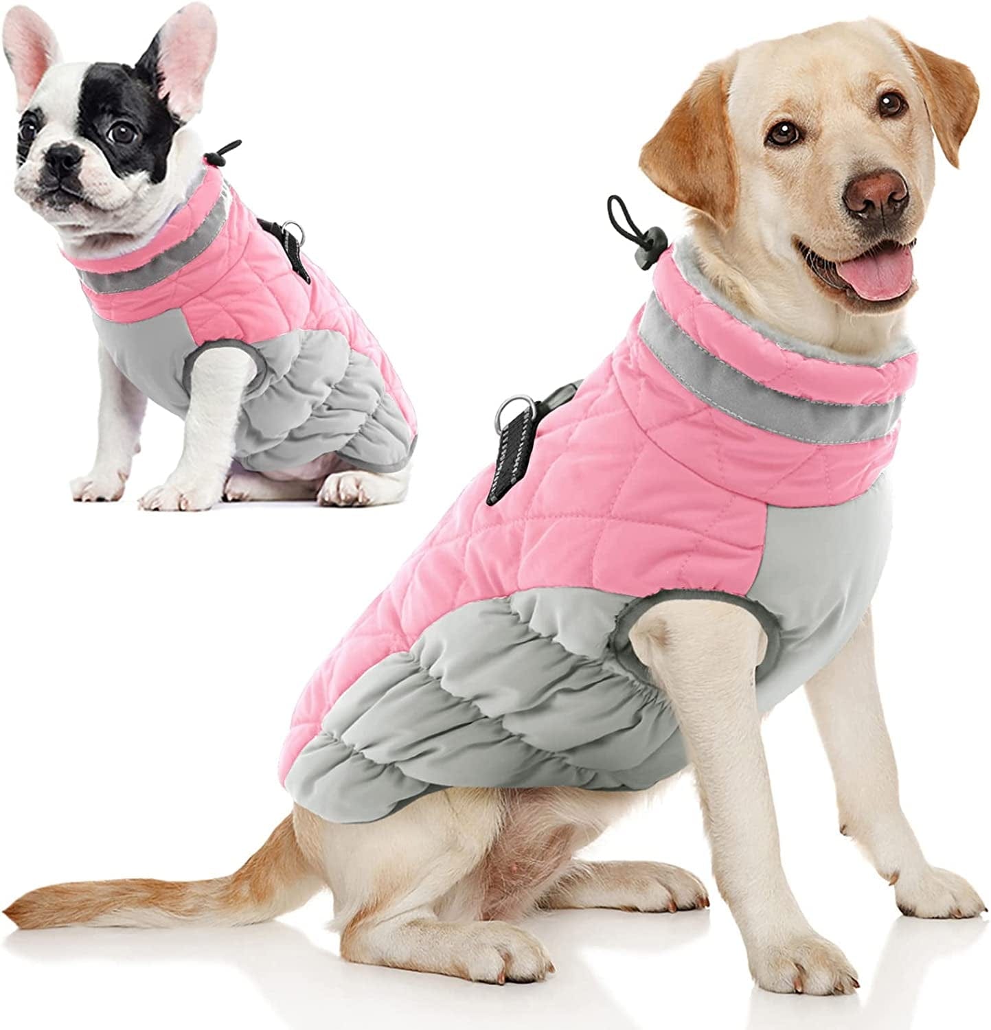 AOFITEE Winter Dog Coat Warm Fleece Dog Jacket for Cold Weather, Reflective Zip up Puppy Dog Snowproof Vest with Leash Ring, Outdoor Pet Sweater Snowsuit Apparel for Small Medium Large Dogs, Pink XL Animals & Pet Supplies > Pet Supplies > Dog Supplies > Dog Apparel AOFITEE Pink XXX-Large 