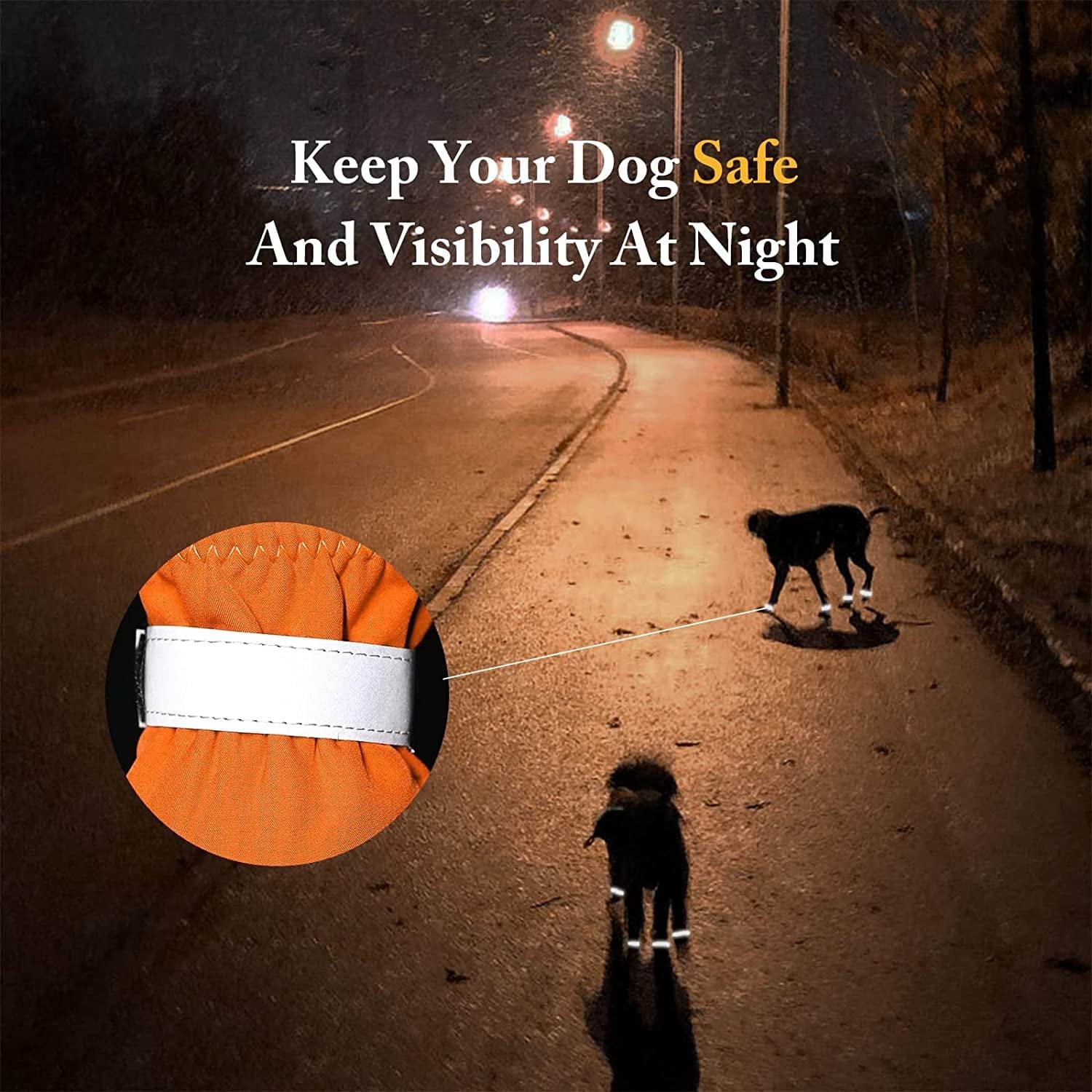 AOKOWN Dog Boots for Hot Pavement Shoes/ Waterproof Dog Shoes for Small Medium Large Anti-Slip Pet Paw Protector Dog Rain Boots with Reflective Straps 4PCS (Orange, Size 7) Animals & Pet Supplies > Pet Supplies > Dog Supplies > Dog Apparel AOKOWN   