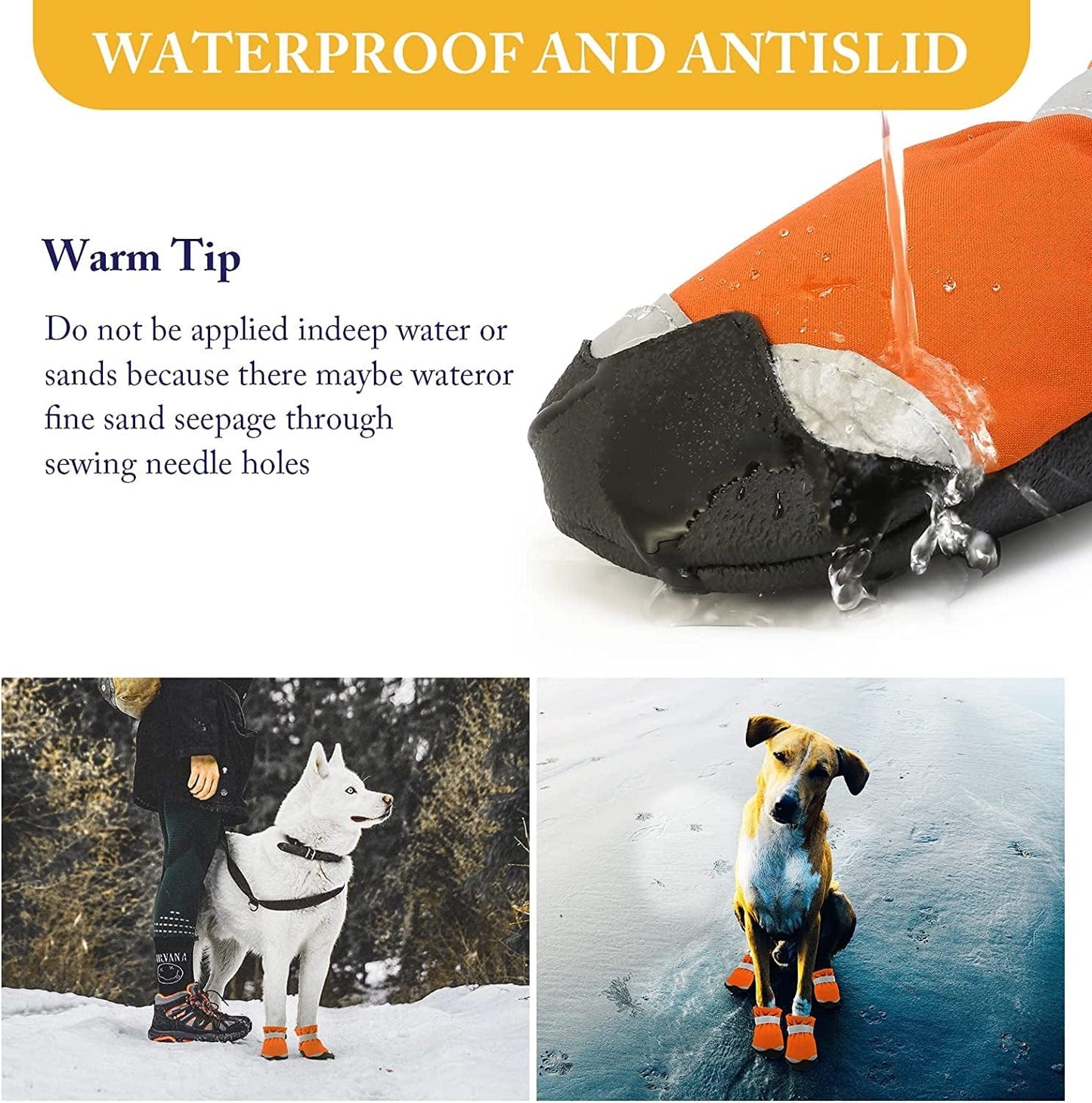 AOKOWN Dog Boots for Hot Pavement Shoes/ Waterproof Dog Shoes for Small Medium Large Anti-Slip Pet Paw Protector Dog Rain Boots with Reflective Straps 4PCS (Orange, Size 7) Animals & Pet Supplies > Pet Supplies > Dog Supplies > Dog Apparel AOKOWN   