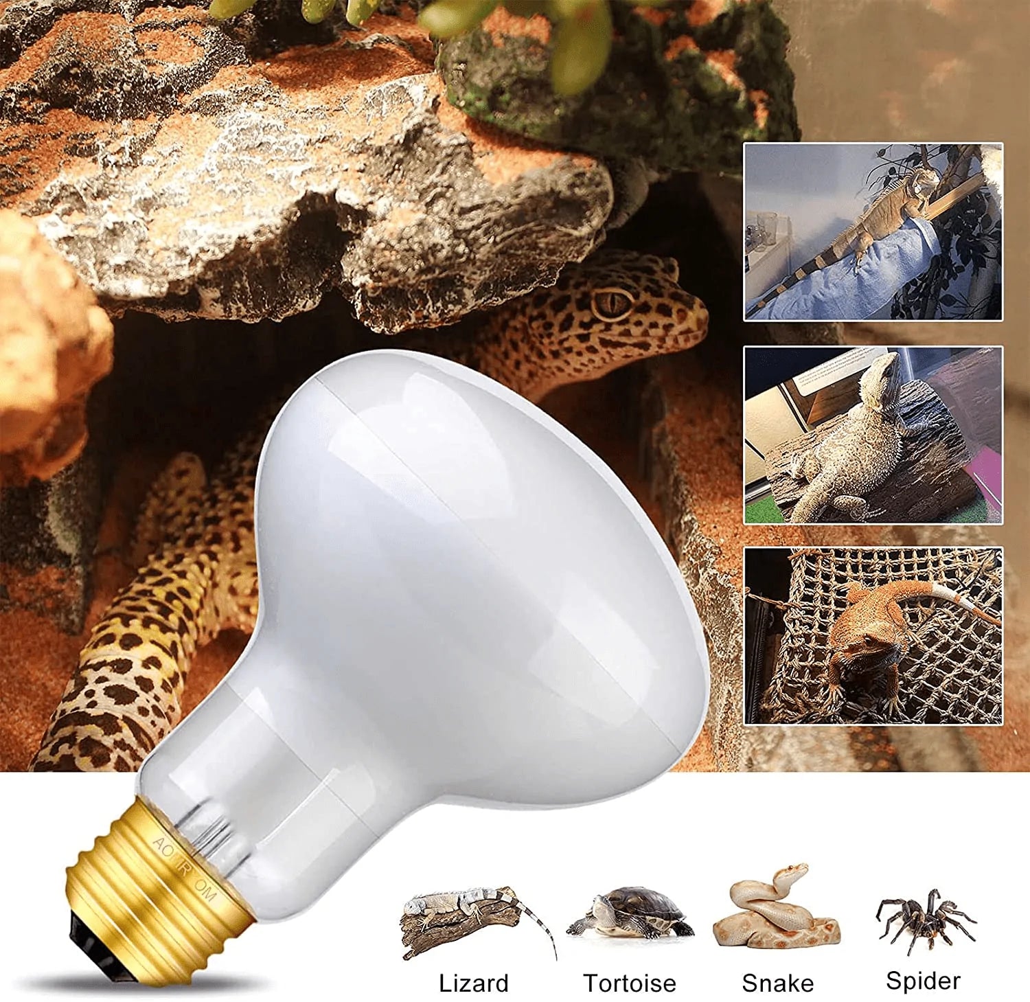 Aomryom UVA 100W Basking Spot Heat Lamp Bulb Soft White Light Glass Heat Bulbs for Reptiles & Amphibians - 2 Pack Animals & Pet Supplies > Pet Supplies > Reptile & Amphibian Supplies > Reptile & Amphibian Habitat Heating & Lighting AOMRYOM   