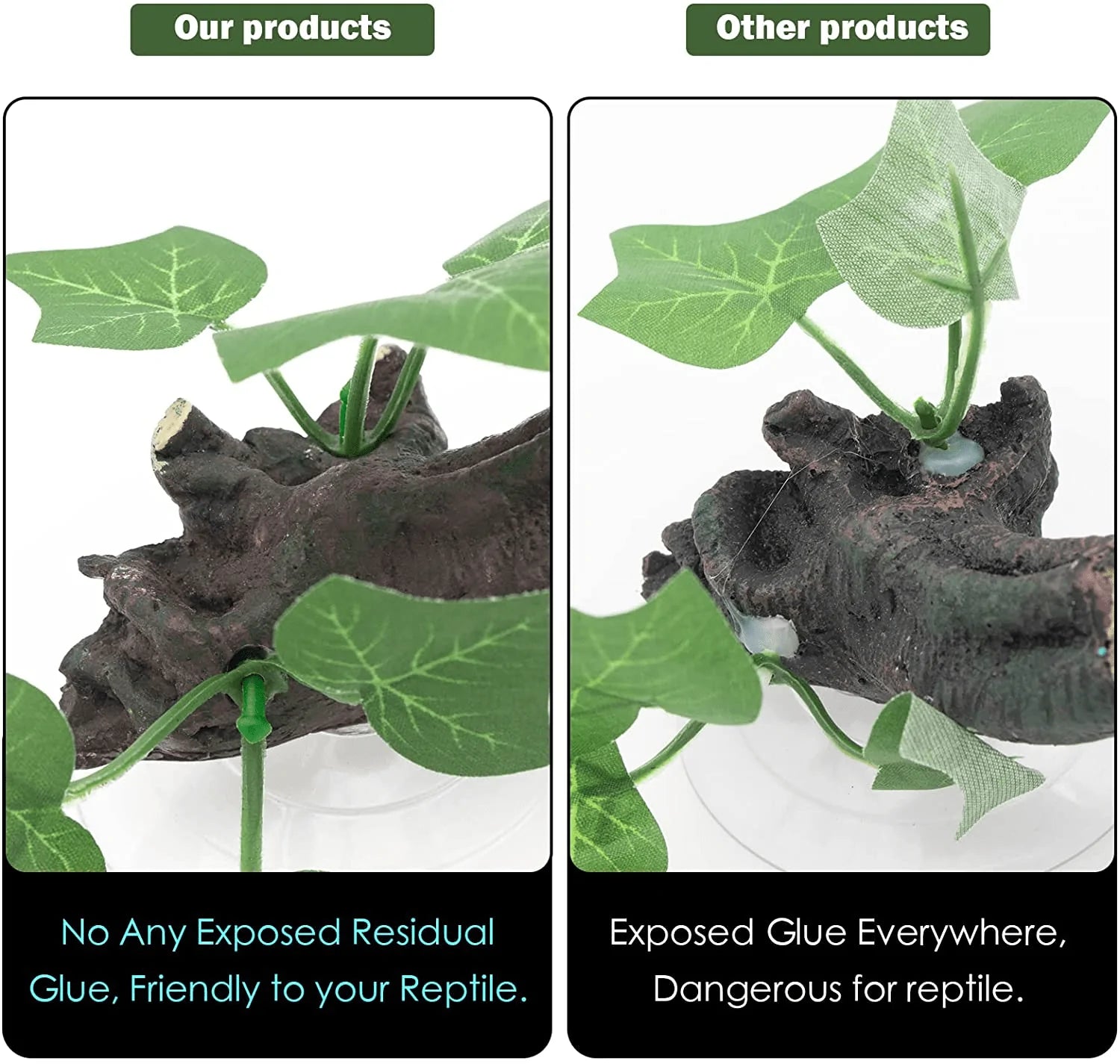 AQUA KT Reptile Corner Branch Terrarium Plant Decoration with Suction Cup for Amphibian Lizard Snake Climbing Animals & Pet Supplies > Pet Supplies > Fish Supplies > Aquarium Decor AQUA KT   