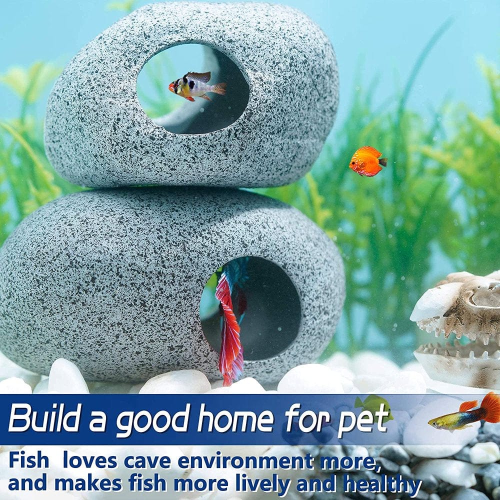Aquarium Cave Decorations, Betta Hideout Fish Tank Accessories, Shrimp Cichlid Natural Breeding Hiding Cave Stones, Small Fish Tank Hideaway Decor, Betta Hide Toys Fish Rock House Animals & Pet Supplies > Pet Supplies > Fish Supplies > Aquarium Decor Power by Wear   