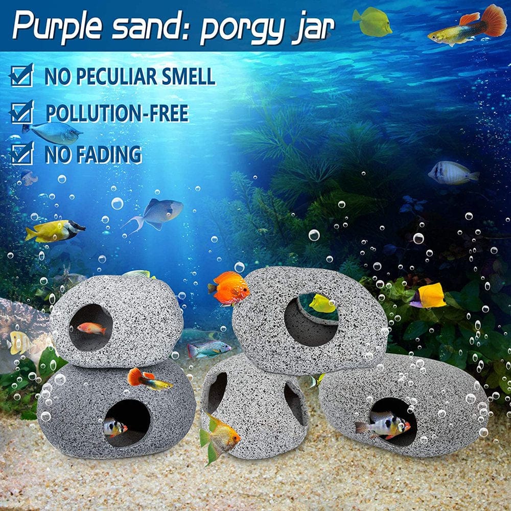Aquarium Cave Decorations, Betta Hideout Fish Tank Accessories, Shrimp Cichlid Natural Breeding Hiding Cave Stones, Small Fish Tank Hideaway Decor, Betta Hide Toys Fish Rock House Animals & Pet Supplies > Pet Supplies > Fish Supplies > Aquarium Decor Power by Wear   