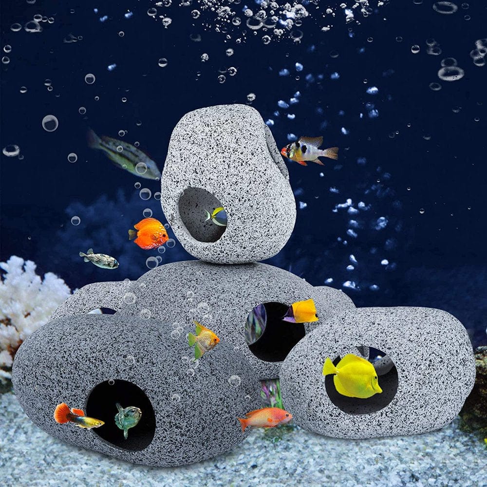 Aquarium Cave Decorations, Betta Hideout Fish Tank Accessories, Shrimp Cichlid Natural Breeding Hiding Cave Stones, Small Fish Tank Hideaway Decor, Betta Hide Toys Fish Rock House Animals & Pet Supplies > Pet Supplies > Fish Supplies > Aquarium Decor Power by Wear   