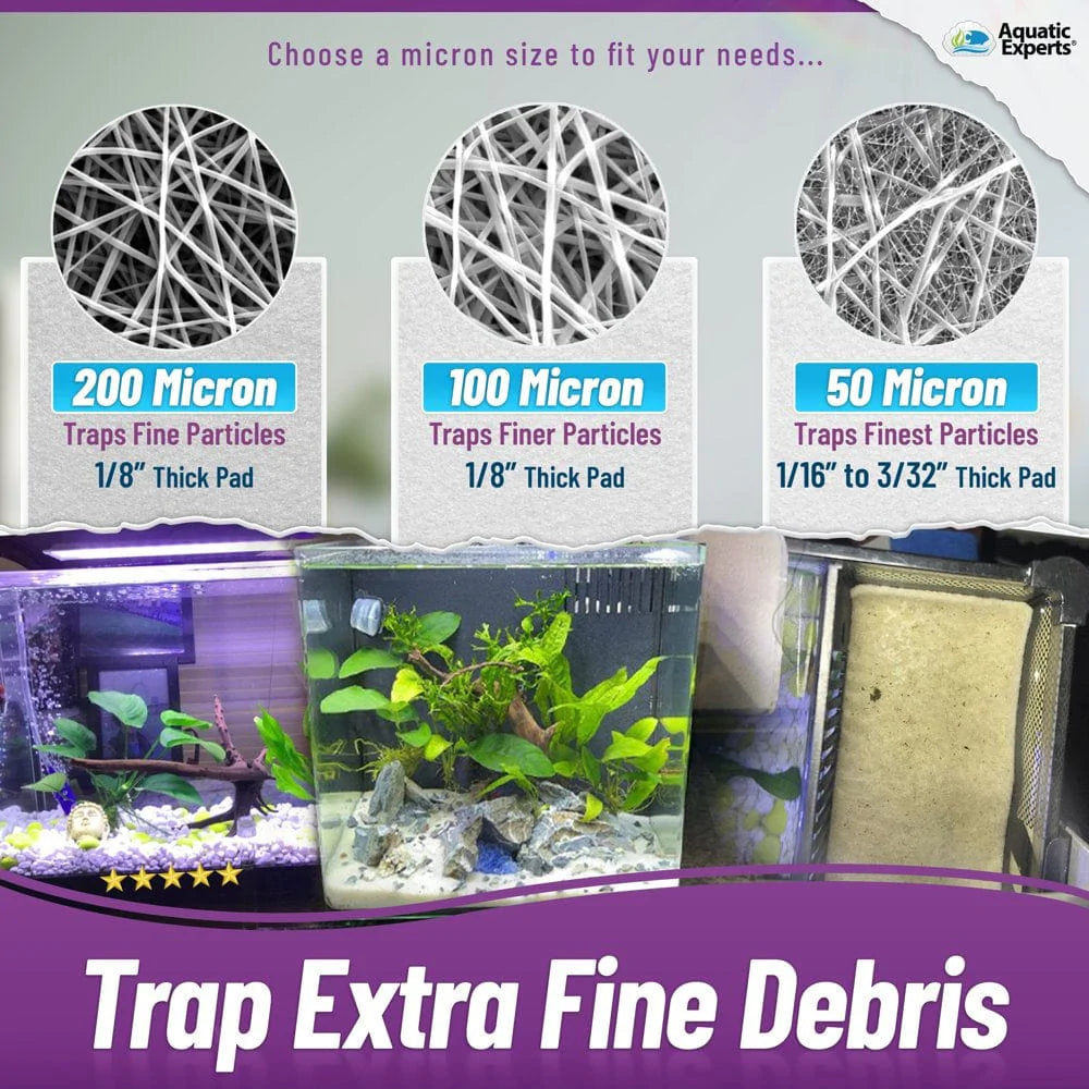 Aquatic Experts - Aquarium Polishing Filter Pad, 50-Micron Filter Pad, 1 Pack, 24'' X 36'' X 1/8''
