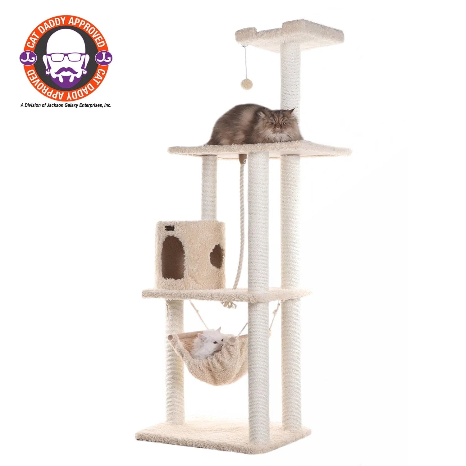 Armarkat 70-In Real Wood Cat Furniture,Ultra Thick Faux Fur Covered Cat Condo House A7005, Beige