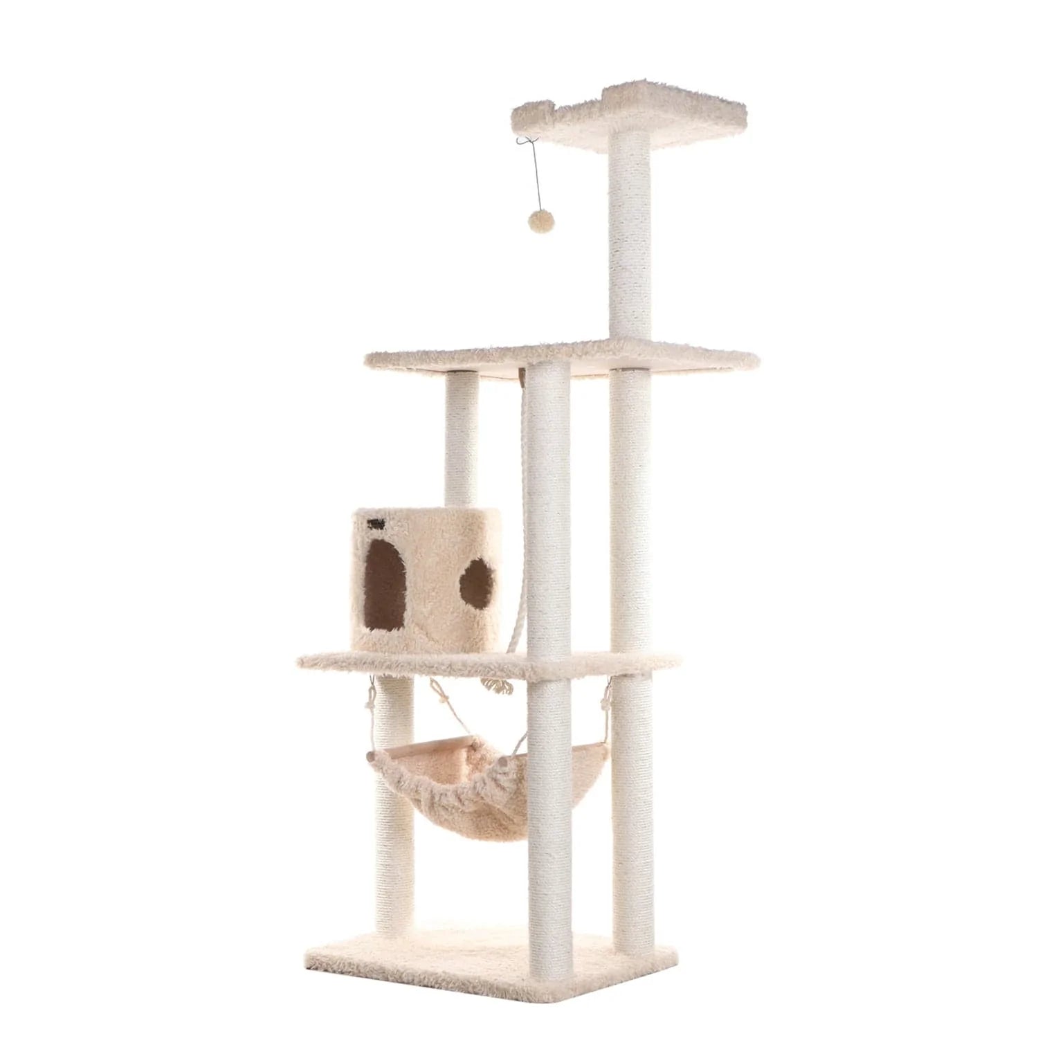 Armarkat 70-In Real Wood Cat Furniture,Ultra Thick Faux Fur Covered Cat Condo House A7005, Beige