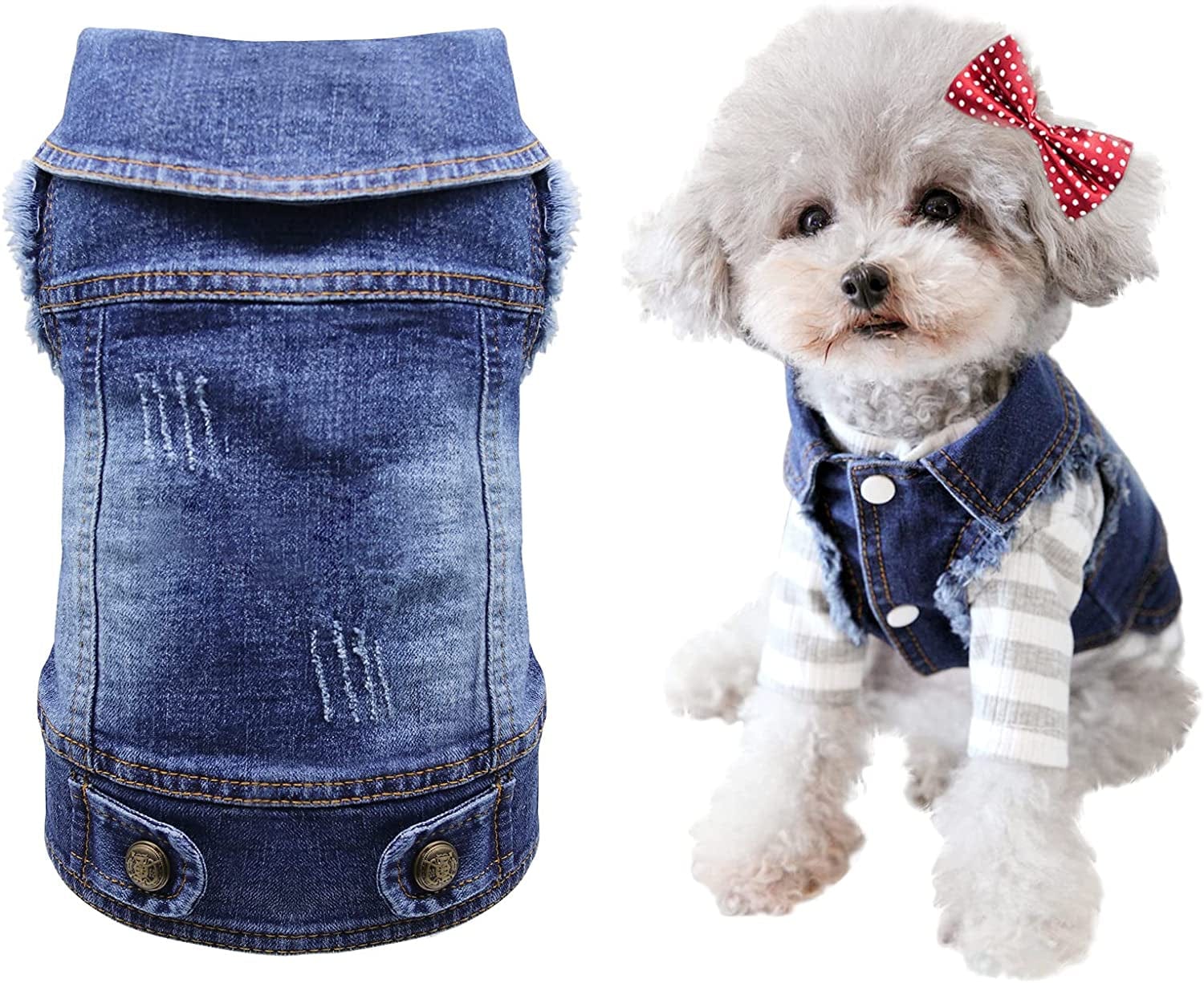 Denim jacket for hot sale small dog