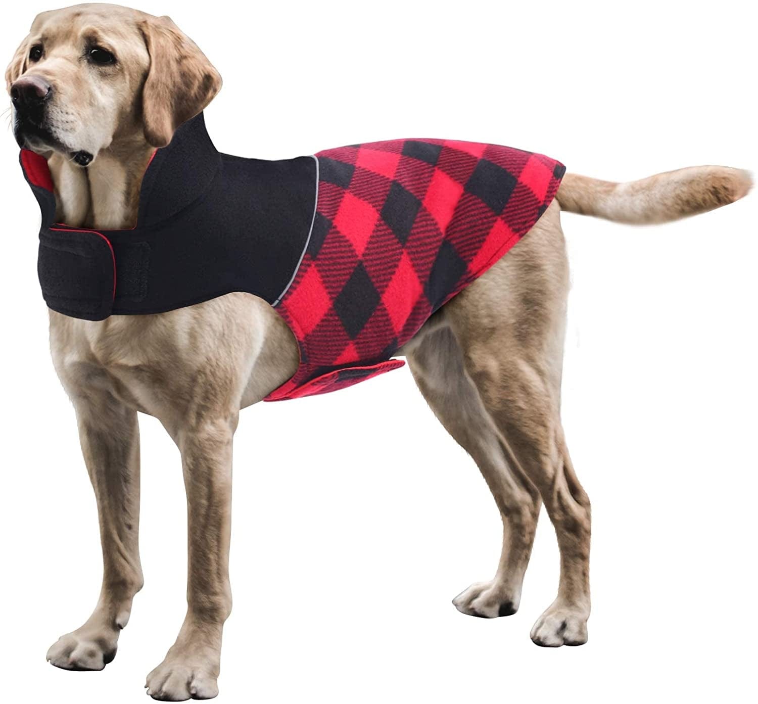 ASENKU Dog Plaid Coat Dog Reversible Winter Jacket Waterproof Windproof Cold Weather Pet Vest Dog Clothes Apparel for Small Medium Large Dogs, Black, M Animals & Pet Supplies > Pet Supplies > Dog Supplies > Dog Apparel ASENKU Red S: Chest Girth (13.39"-16.93") 