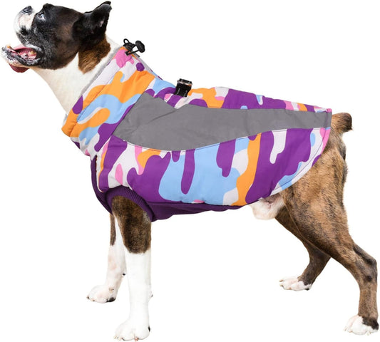 ASENKU Dog Winter Coat with Zipper, Reflective Dog Fleece Jacket Cold Weather Coat, Dog Snow Jacket for Small Medium Large Dogs (Purple, XL) Animals & Pet Supplies > Pet Supplies > Dog Supplies > Dog Apparel ASENKU Purple X-Large 