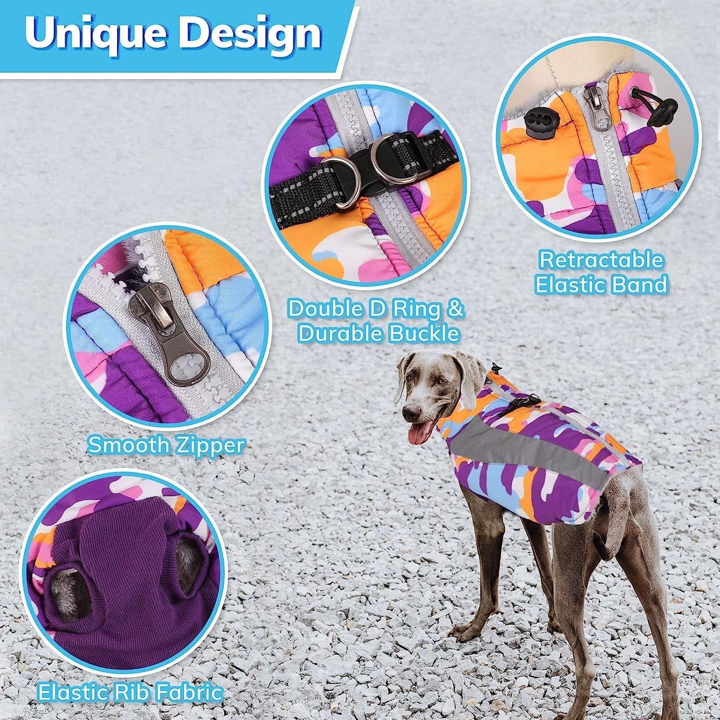 ASENKU Dog Winter Coat with Zipper, Reflective Dog Fleece Jacket Cold Weather Coat, Dog Snow Jacket for Small Medium Large Dogs (Purple, XL) Animals & Pet Supplies > Pet Supplies > Dog Supplies > Dog Apparel ASENKU   