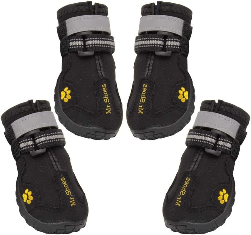 ASMPET Dog Booties, Waterproof Paw Protector Dog Hiking Boots, anti Slip Sole Dog Shoes for Hardwood Floor, Dog Boots for Small Dog Hot Pavement, 4 PCS Red 03 (L*W: 2.1"X 1.8") Animals & Pet Supplies > Pet Supplies > Dog Supplies > Dog Apparel ASMPET Black 05:2.6"x2.2"(L*W) 