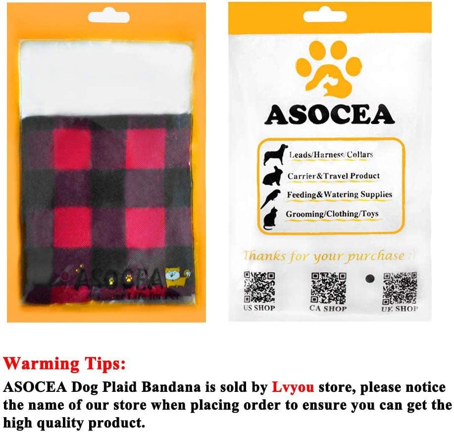 ASOCEA Dog Bandana Reversible Plaid Painting Triangle Bibs Cotton