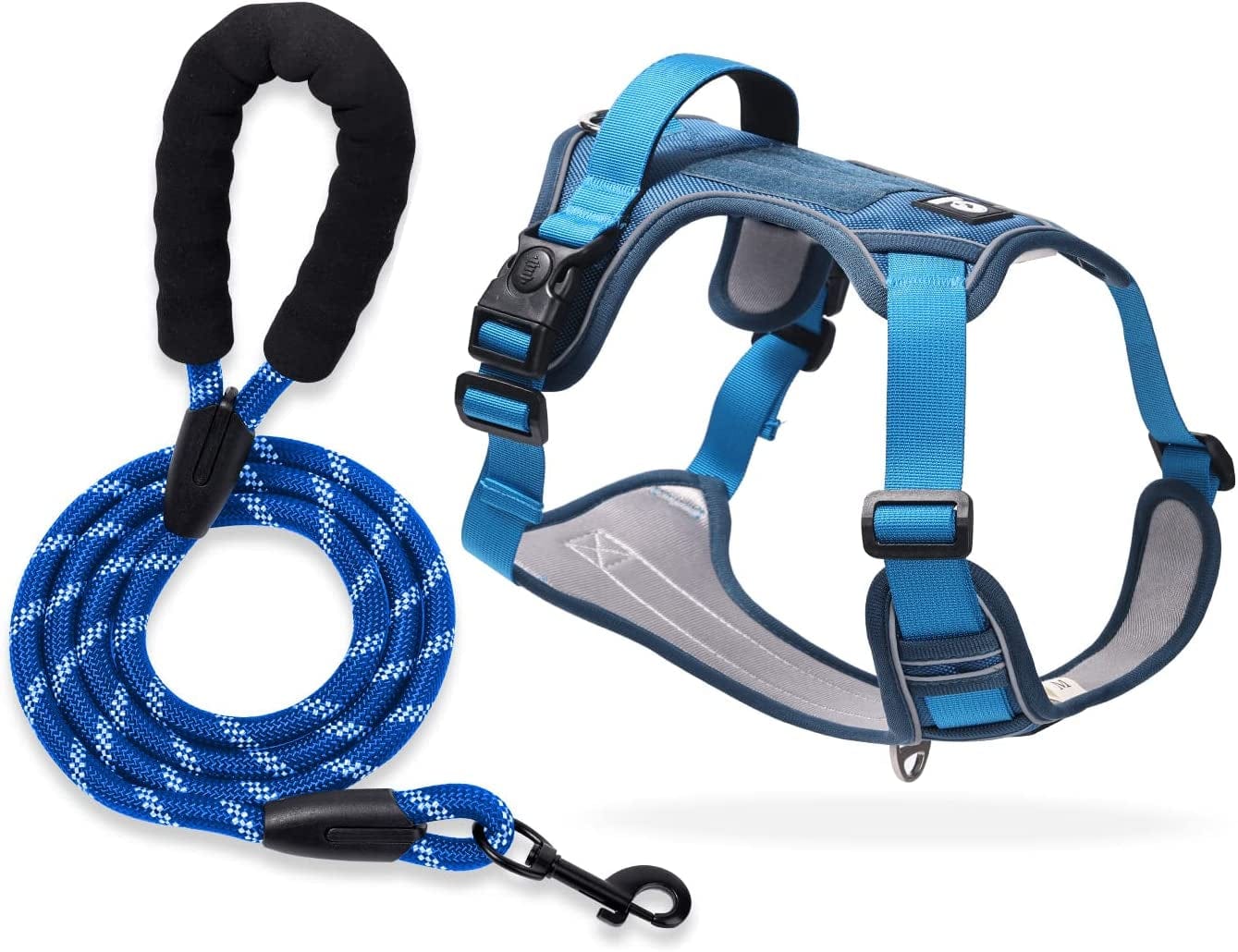 ATOYSKPX No Pull Dog Harness and Leash Set, Adjustable Breathable Dog Vest Harness with 5Ft Leash, No Choke Soft Dog Harness Vest for Small Medium Dog (Blue, 【M】 Neck 16.5"-20.5", Chest 17.3"-24") Animals & Pet Supplies > Pet Supplies > Dog Supplies > Dog Apparel ATOYSKPX Blue S 
