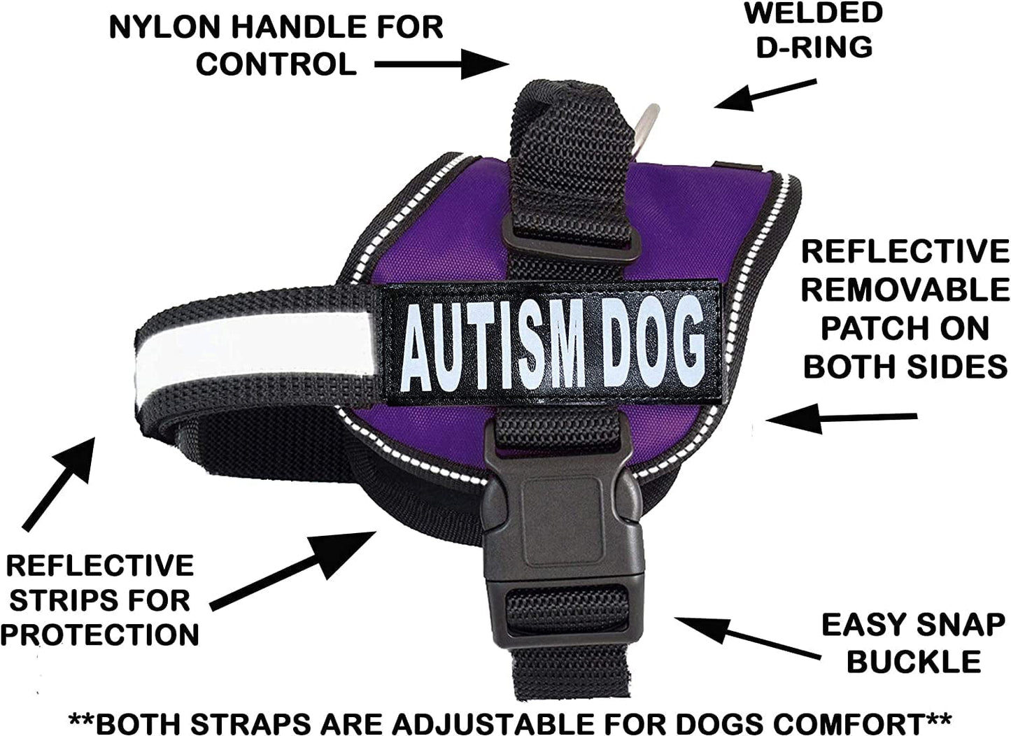 Autism Nylon Service Dog Vest Harness. Purchase Comes with 2 Reflective Autism Dog Removable Patches. Please Measure Your Dog before Ordering Animals & Pet Supplies > Pet Supplies > Dog Supplies > Dog Apparel Doggie Stylz   