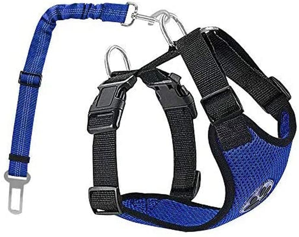 AUTOWT Dog Safety Vest Harness, Pet Car Harness Dog Safety Seatbelt Breathable Mesh Fabric Vest with Adjustable Strap for Travel and Daily Use in Vehicle for Dogs Puppy Cats (XS, Fushcia) Animals & Pet Supplies > Pet Supplies > Dog Supplies > Dog Apparel AutoWT New Blue Large 