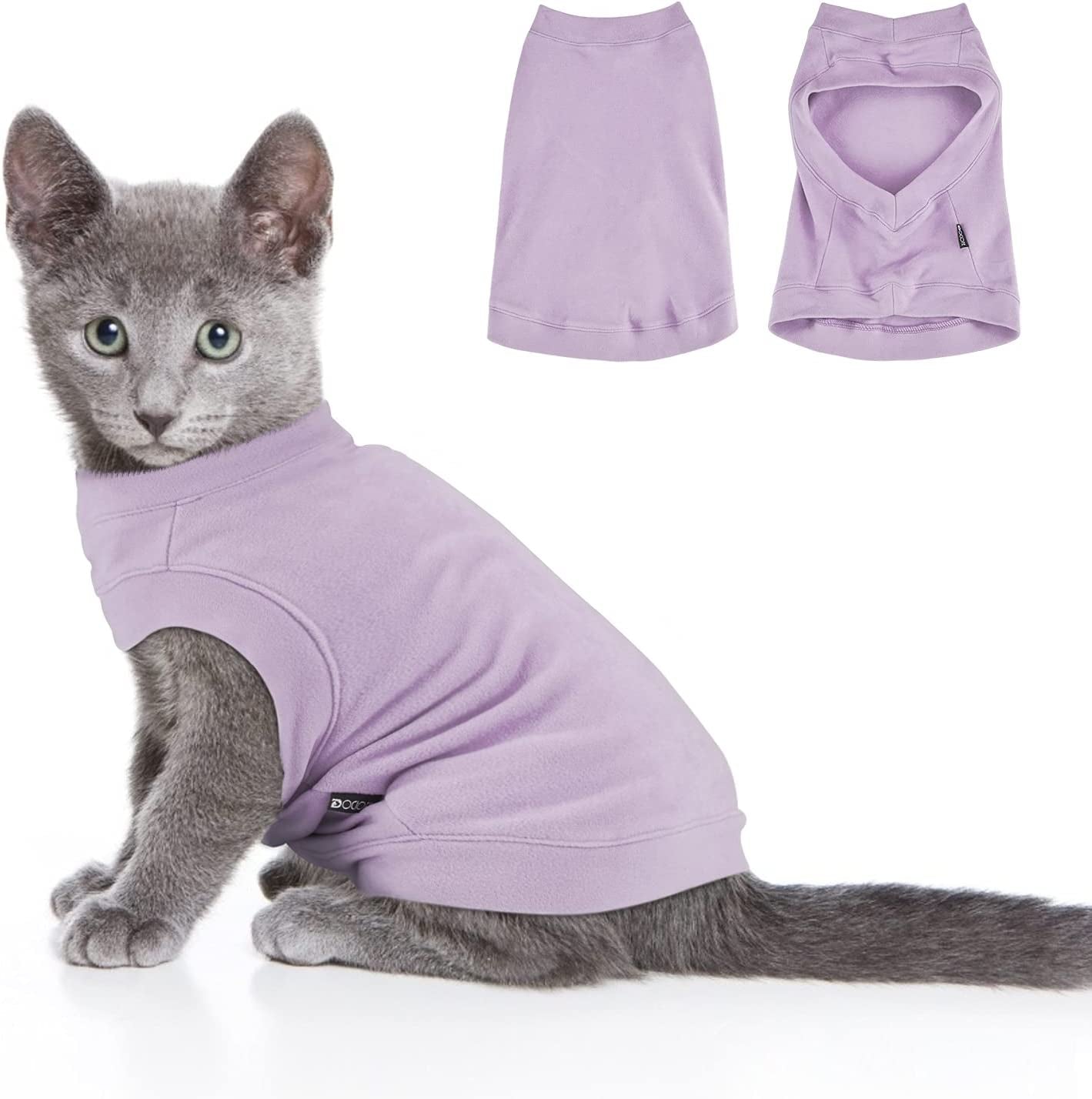 Soft Fleece Dog Sweatshirt - Warm Dog Sweaters for Small Medium Dogs Cats Cold Weather - Cat Sweater Pullover Stretchy Hoodie Easy on - Comfortable Dog Winter Clothes Pet Sweaters Vest for Doggie Animals & Pet Supplies > Pet Supplies > Dog Supplies > Dog Apparel Dociote Light Purple S 