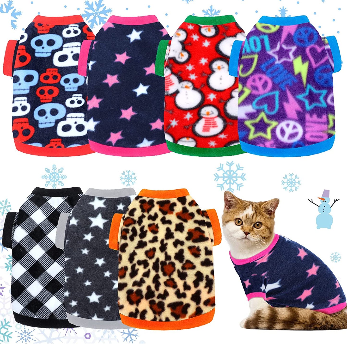 7 Pcs Dog Fleece Sweaters Dog Warm Sweater Dog Sweatshirt Winter Dog Outfits Soft Fleece Puppy Sweater Outfits for Chihuahua Yorkshire Pets Dog Cat (Cool, L(Neck: 13.39", Chest: 19.61", Back: 14.17")) Animals & Pet Supplies > Pet Supplies > Dog Supplies > Dog Apparel Xuniea Cool S(Neck: 8.27", Chest: 13.78", Back: 9.84") 