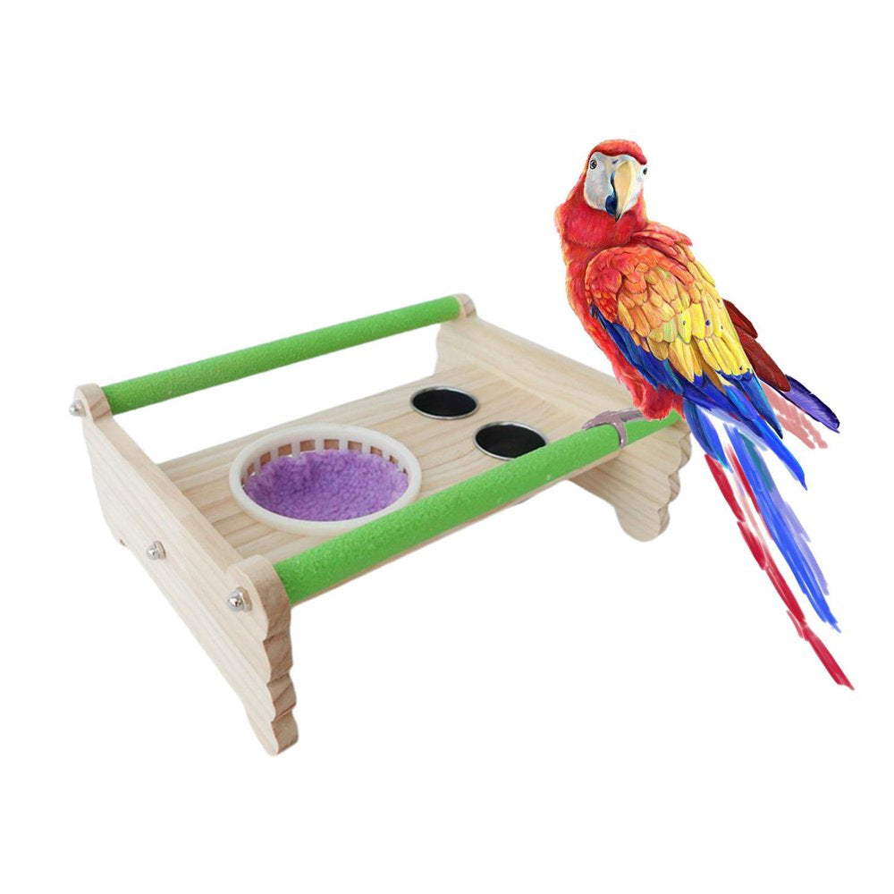 Perch Stand Birds Platform Tabletop Playstands W/ Bowl Cage Bed for Macaw Budgies Cockatiels Cockatoos Lovebird Cage Accessories - Green Animals & Pet Supplies > Pet Supplies > Bird Supplies > Bird Cages & Stands perfeclan   