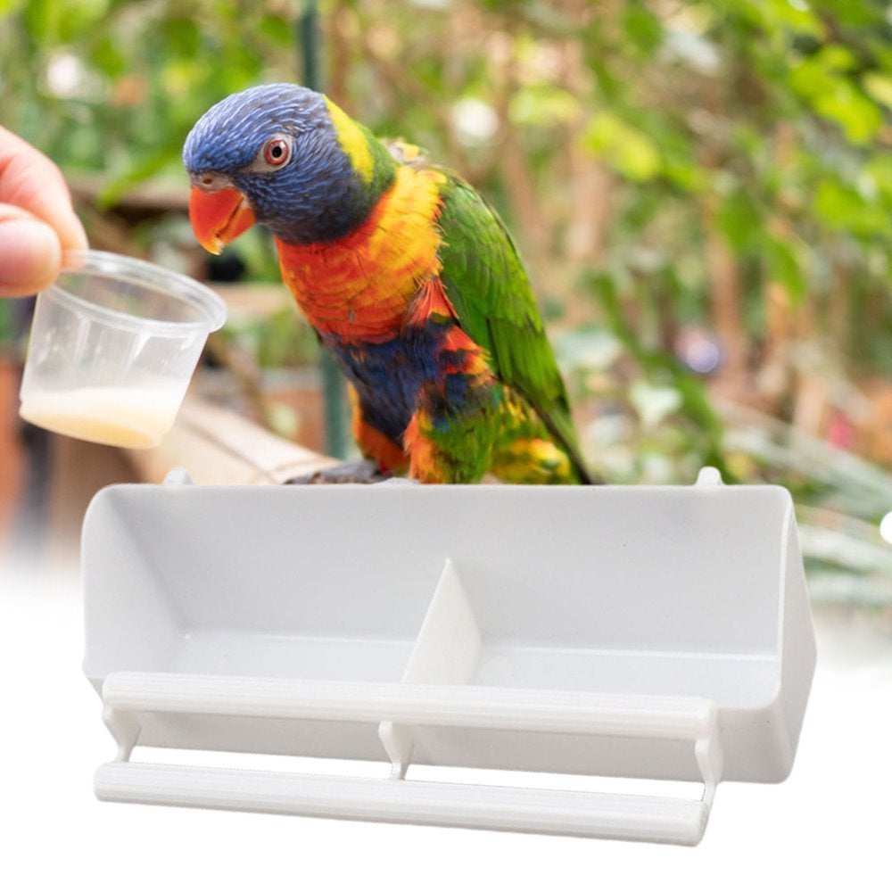 Lohuatrd Parrot Feeder with Perch Stick 2 Compartments Leak-Proof Feeding Dish Bite Resistant Cage Accessories Plastic Bird Trough Pet Water Food Dispenser Bird Supplies Animals & Pet Supplies > Pet Supplies > Bird Supplies > Bird Cage Accessories Lohuatrd   