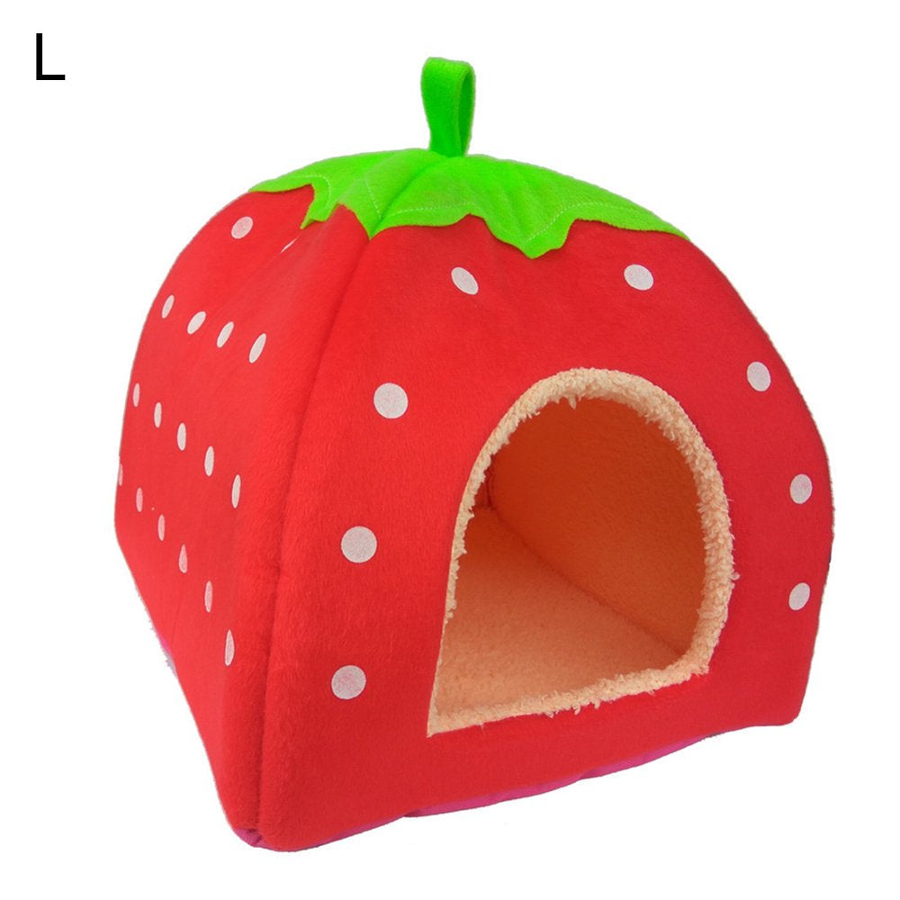 Leaveforme Strawberry Dog Puppy Cats Indoor Foldable Soft Warm Bed Pet House Kennel Tent Animals & Pet Supplies > Pet Supplies > Dog Supplies > Dog Houses leaveforme Red L  