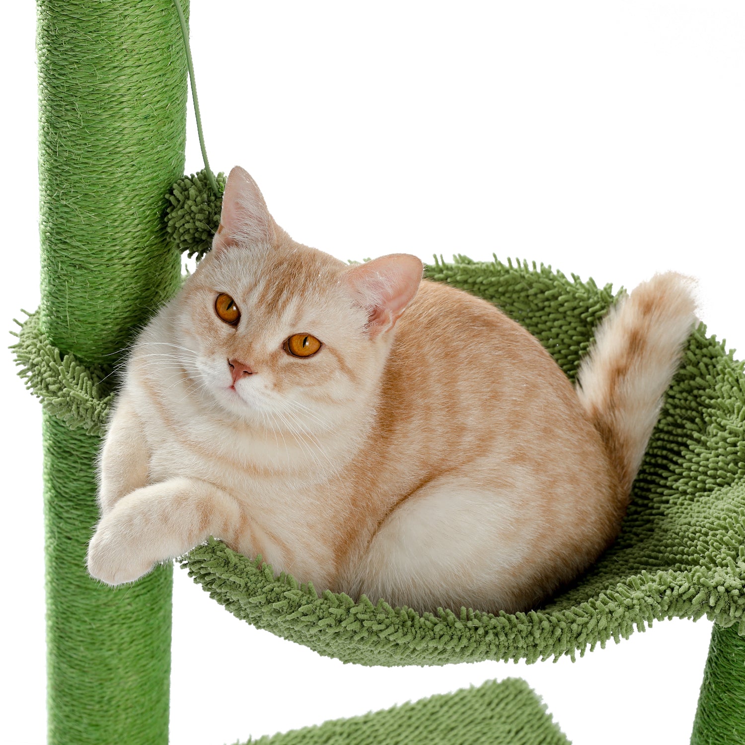 Cat Scratching Post Cactus Cat Tower with Hammock Play Tower Sisal Play Kitty Activity Center Furniture Toys Sturdy, 93.5Cm, Green