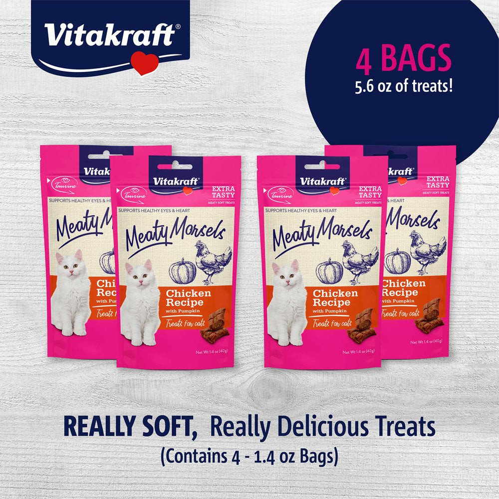 Vitakraft Meaty Morsels, Soft Cat Treats, Chicken with Pumpkin, 4 Count Multi-Pack Animals & Pet Supplies > Pet Supplies > Cat Supplies > Cat Treats Vitkraft   