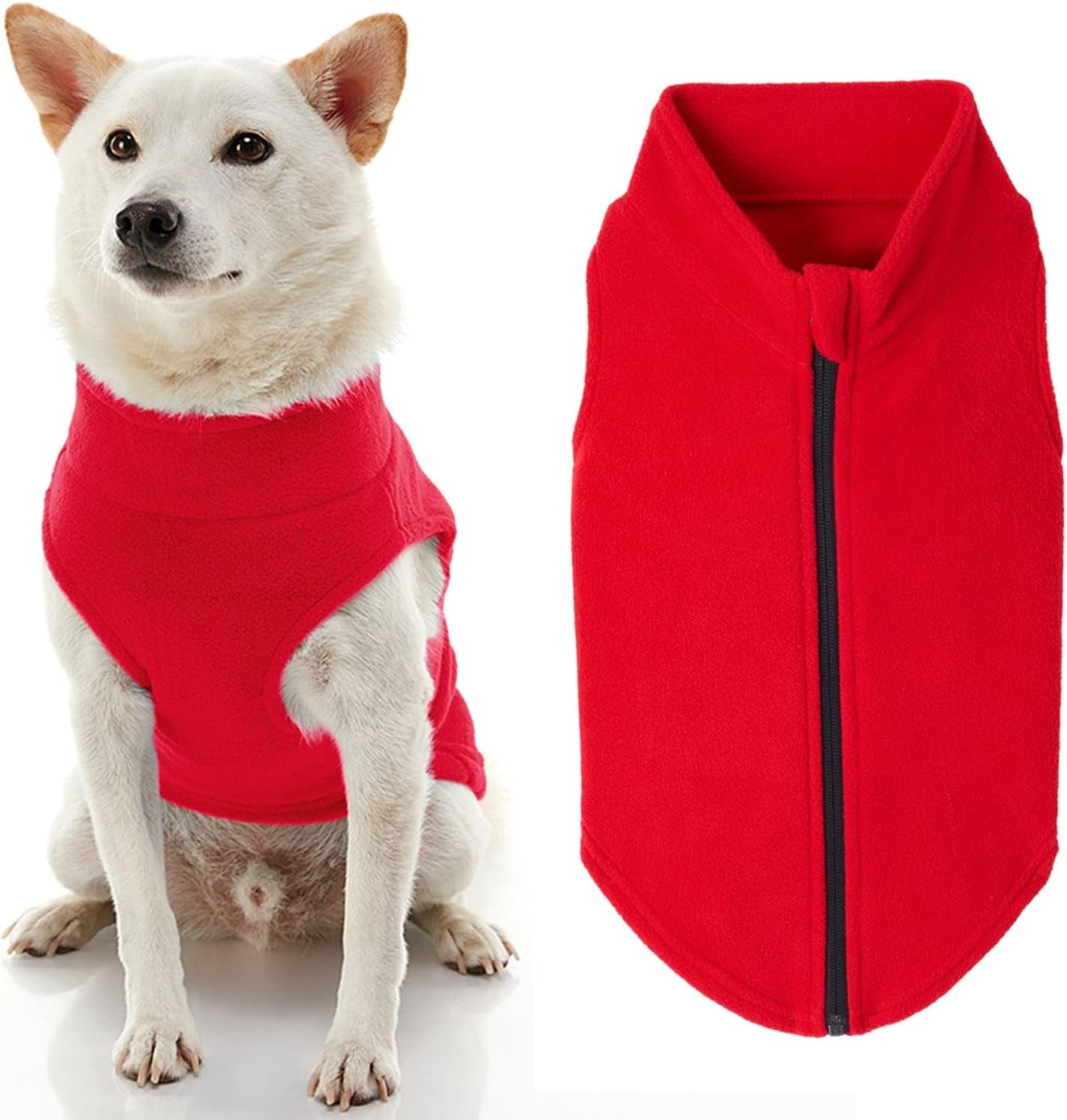 Gooby Zip up Fleece Dog Sweater - Blue, Medium - Warm Pullover Fleece Step-In Dog Jacket with Dual D Ring Leash - Winter Small Dog Sweater - Dog Clothes for Small Dogs Boy and Medium Dogs Animals & Pet Supplies > Pet Supplies > Dog Supplies > Dog Apparel Inafiction USA Red 3X-Large chest (~28.5") 