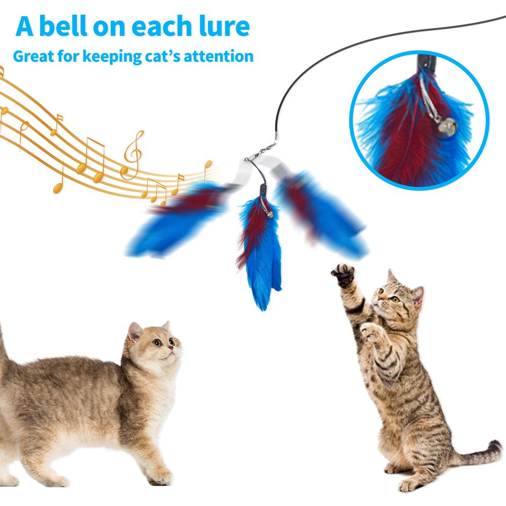 Petstie Cat Feather Teaser Toy, 2PCS Retractable Cat Wands,11Pcs Teaser Refills with Bells and Extra 2PCS Elastic Strings, Cat Wand Toys for Indoor Cats Animals & Pet Supplies > Pet Supplies > Cat Supplies > Cat Toys Petstie   