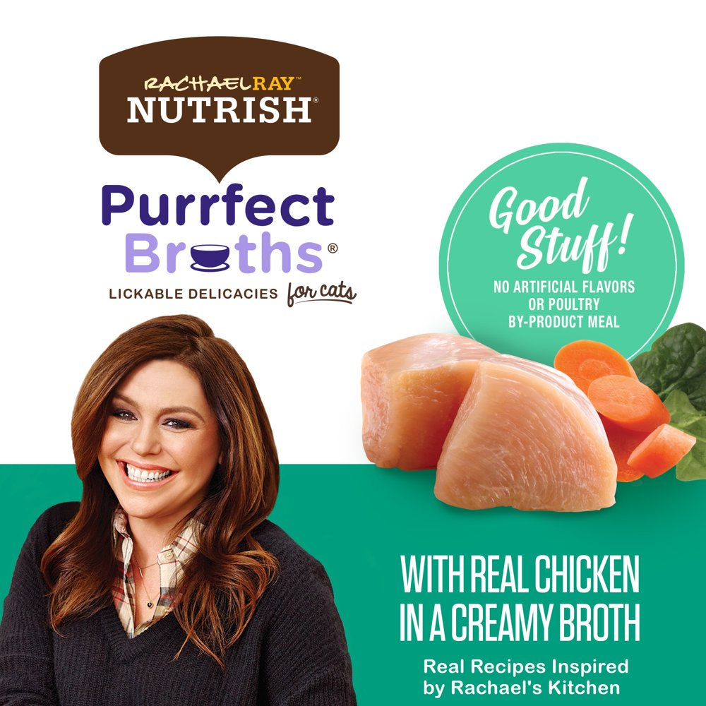 Rachael Ray Nutrish Purrfect Broths Lickable Cat Treats and Meal Complements, Creamy Chicken Recipe, 1.4 Ounce Pouch Animals & Pet Supplies > Pet Supplies > Cat Supplies > Cat Treats The J.M. Smucker Company   