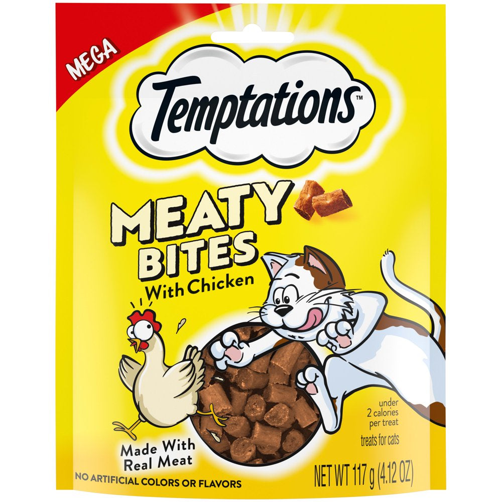 Temptations Meaty Bites Soft and Savory Chicken Flavor Treats for Cats, 1.5 Oz Pouch Animals & Pet Supplies > Pet Supplies > Cat Supplies > Cat Treats Mars Petcare 4.12 oz  