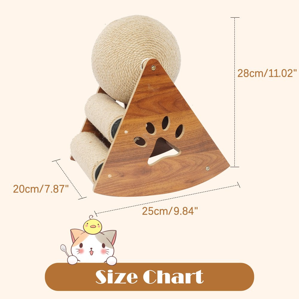 QBLEEV Cat Scratcher Ball Toy， Natural Sisal Cat Claw Ball Tumbler Pet Toy Wear-Resistant Solid Wood Cat Climbing Frame Stereo Cat Claw Board for Cats and Kittens Indoor Animals & Pet Supplies > Pet Supplies > Cat Supplies > Cat Toys QBLEEV   
