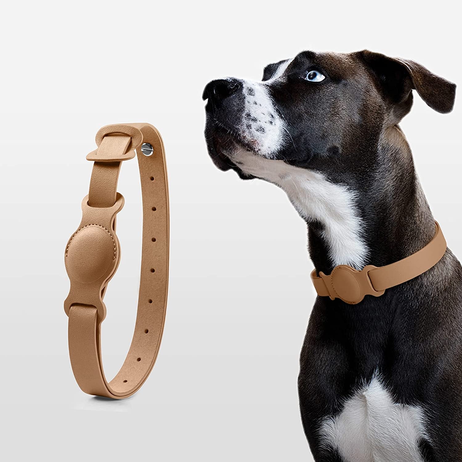 Leather Pet Collar Integrated with Apple Airtag Tracker Case Holder for Dog/Cat Personalized Accessories,Rugged Aesthetic Comfortable Strap with Anti-Lost Waterproof Protective Cover (Brown, S/400Mm) Electronics > GPS Accessories > GPS Cases Hazevaiy   