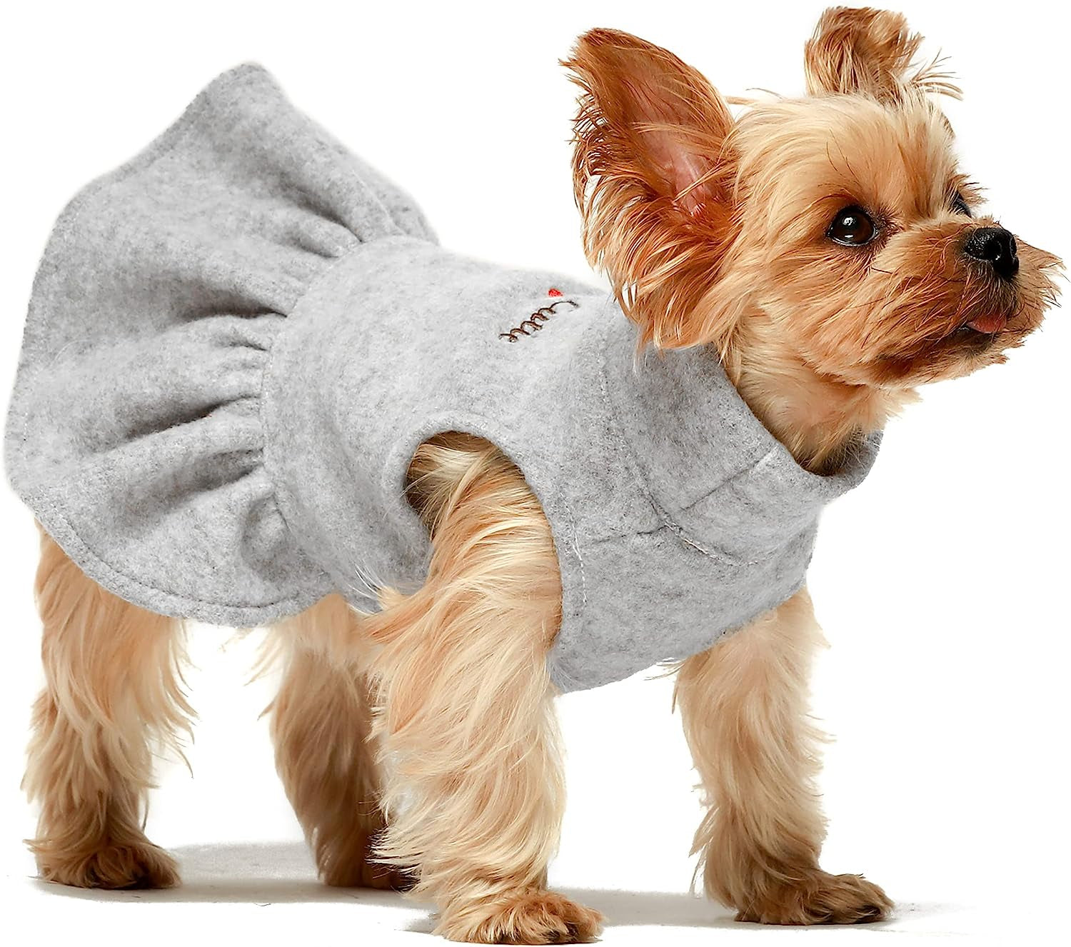 Fitwarm Embroidery Pretty Cutie Thermal Dog Clothes for Dog Dresses Doggie Sweaters Pet Winter Coat Cat Sweatshirts Puppy Outfits Grey Large Animals & Pet Supplies > Pet Supplies > Dog Supplies > Dog Apparel Fitwarm   