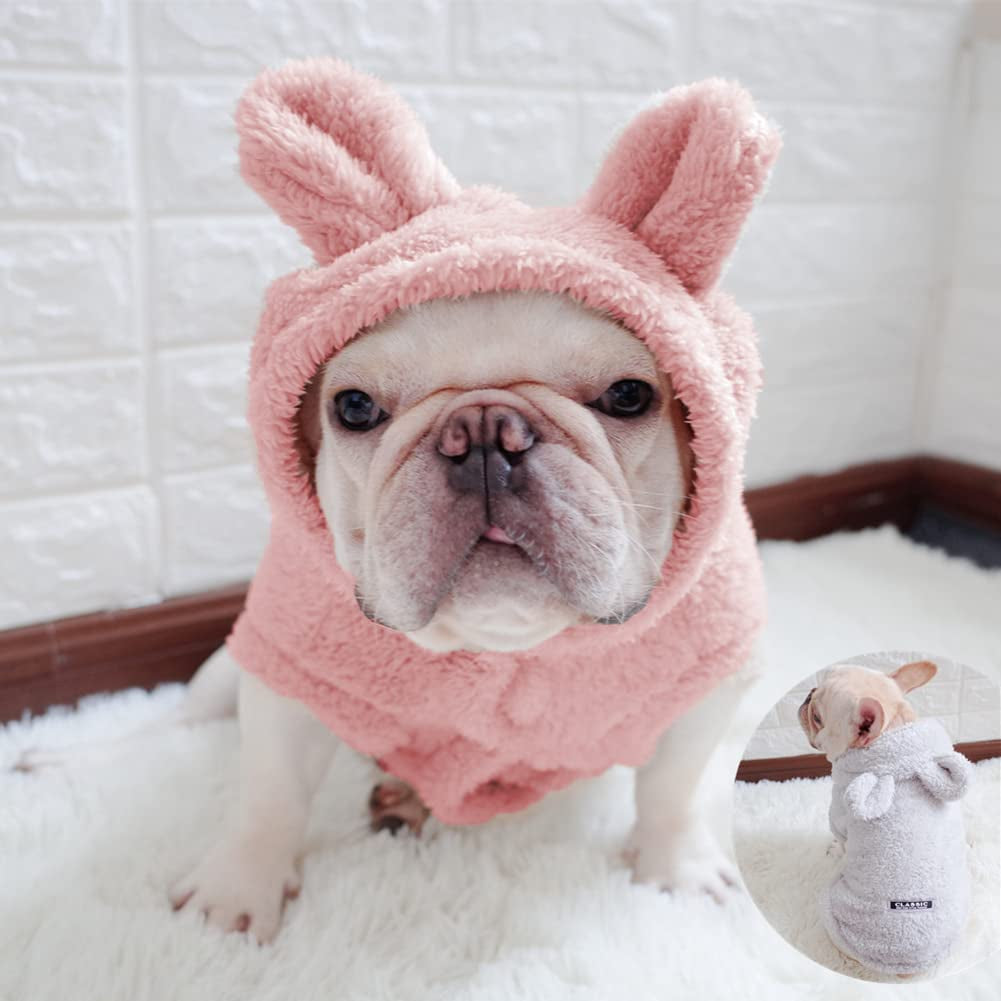 Flutnel Windproof Dog Hoodie Pink Dog Sweaters for Dog Pajamas Winter Warm Dog Coat Cold Weather Dog Jacket Puppy Small Medium Dog Clothes Animals & Pet Supplies > Pet Supplies > Dog Supplies > Dog Apparel Flutnel   