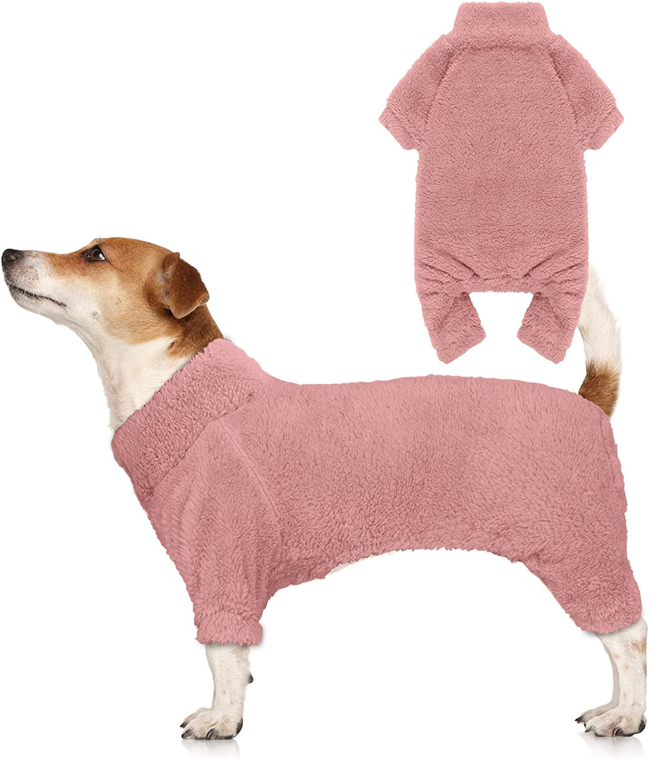 Fuzzy Dog Pajamas Turtleneck Dog Clothes Warm Soft Cozy Lightweight Dog Pjs Dog Sweaters for Small Dogs(Pink-Xs) Animals & Pet Supplies > Pet Supplies > Dog Supplies > Dog Apparel Stpiatue Pink Medium 