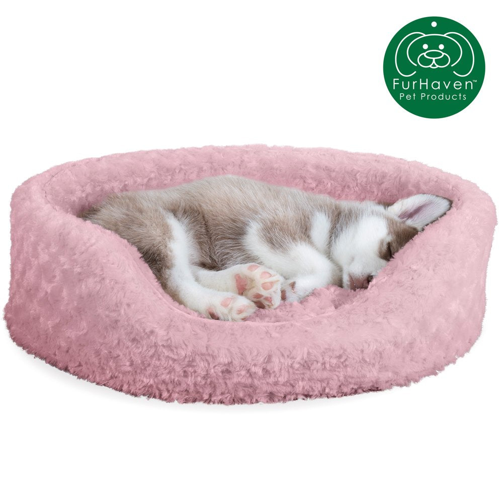 Furhaven | Oval Ultra Plush Pet Bed for Dogs & Cats, Strawberry, Medium Animals & Pet Supplies > Pet Supplies > Cat Supplies > Cat Beds FurHaven Pet M Strawberry 