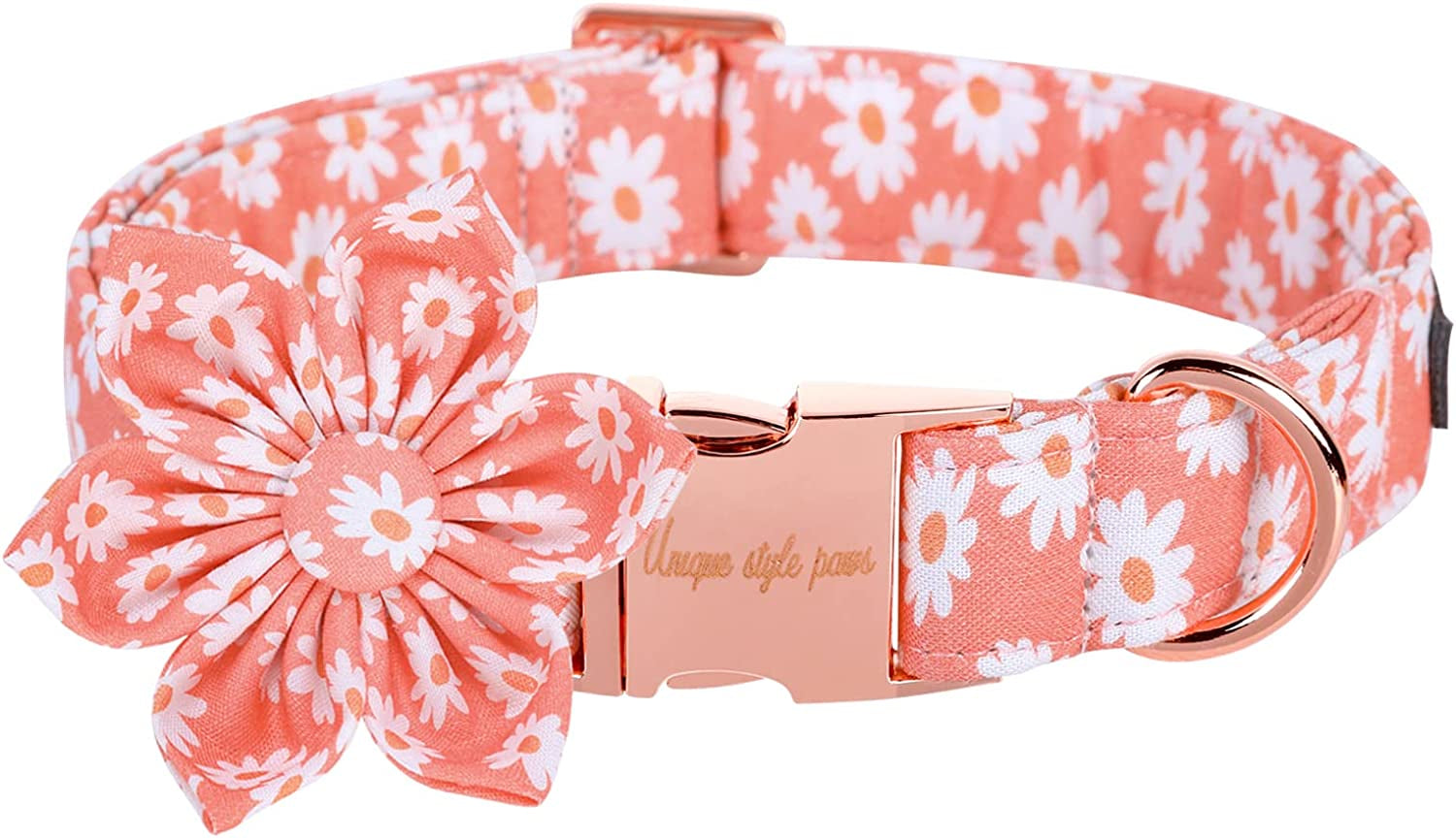 Unique Style Paws Dog Collar with Bow Tie Blue Dot Summer Dog Collar for Small Medium Large Dogs with Adjustable Metal Buckle - M Animals & Pet Supplies > Pet Supplies > Dog Supplies > Dog Apparel Unique style paws B-PinkWhiteFlower XL 