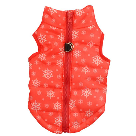 Cold Weather Dog Warm Vest, Zipper Closure Puppy Jacket Lovely Puppy Clothes Red Snowflake Dog Winter Clothing Pet Vest Apparels,Red,M Animals & Pet Supplies > Pet Supplies > Dog Supplies > Dog Apparel LINKABC M Red 