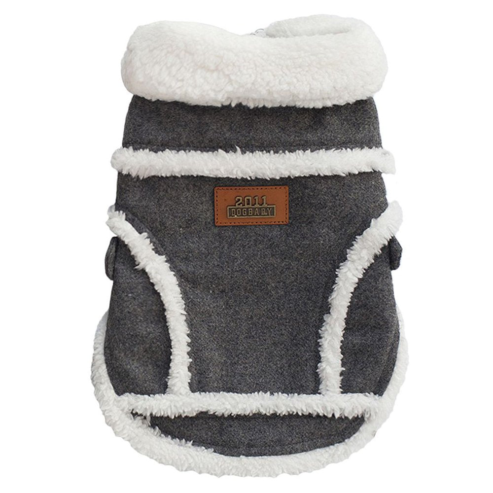 Hiheart Small Senior Lean-Bodied Dog Faux Shearling Lining Winter Coat Beige M Animals & Pet Supplies > Pet Supplies > Dog Supplies > Dog Apparel Daai Apparel Co LTD M(Chestgirth 14.57") Dark Gray 