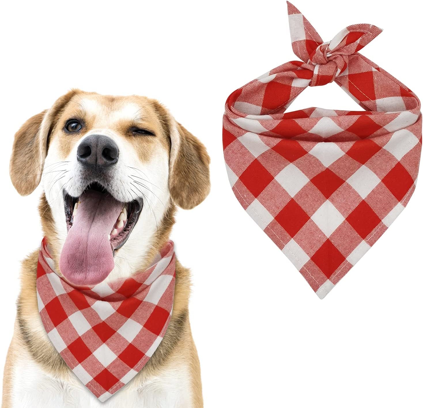 MJIYA Dog Bandana, Washable Reversible Kerchief Scarf, Bib with Adjustable Accessories for Small to Large Dog Puppy Cat, Gifts for Birthday, Easter, Christmas (Green & Red, L) Animals & Pet Supplies > Pet Supplies > Dog Supplies > Dog Apparel MJIYA Red & White L 