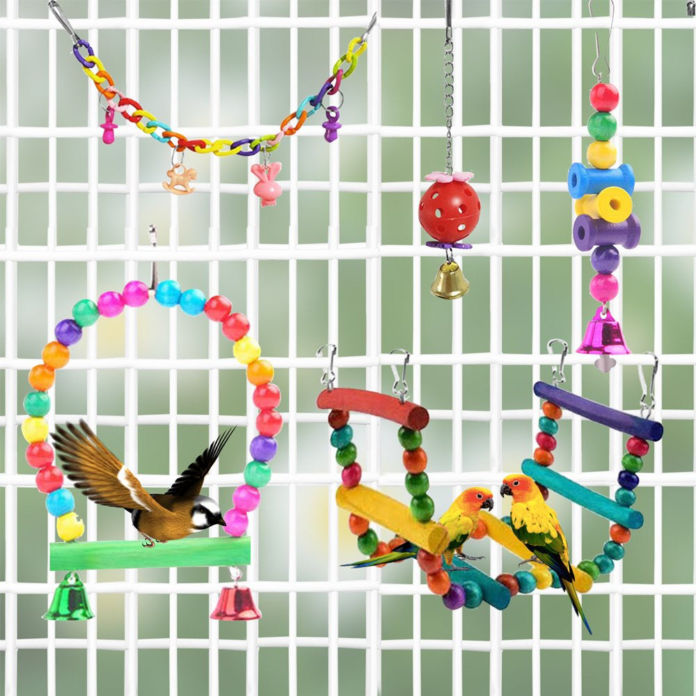 Bird Toys Parakeet Toys Swing Hanging Standing Chewing Toy for Parakeet Cage Accessories, 11PCS