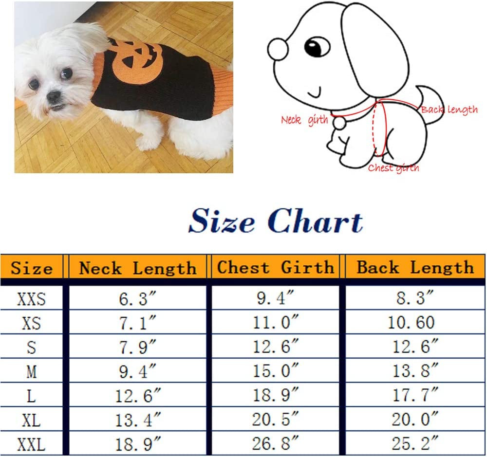 NACOCO Dog Sweater Pumpkin Pet Sweaters Halloween Holiday Party for Cat and Puppy (S) Animals & Pet Supplies > Pet Supplies > Dog Supplies > Dog Apparel NACOCO   