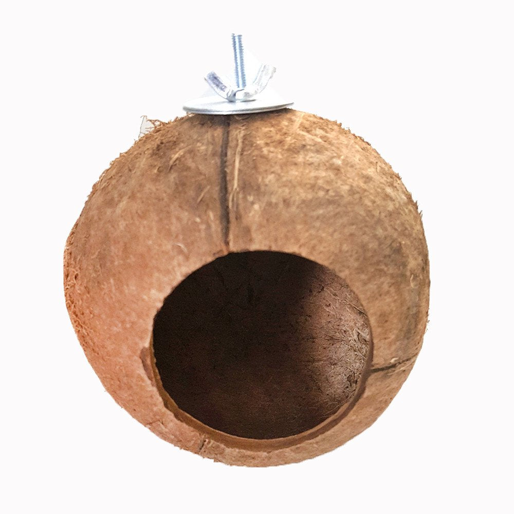 Pet Others Natural Coconut Shell Bird Nest House Hut Cage Feeder Pet Parrot Parakeet Toy Animals & Pet Supplies > Pet Supplies > Bird Supplies > Bird Toys Mnycxen One Size A 